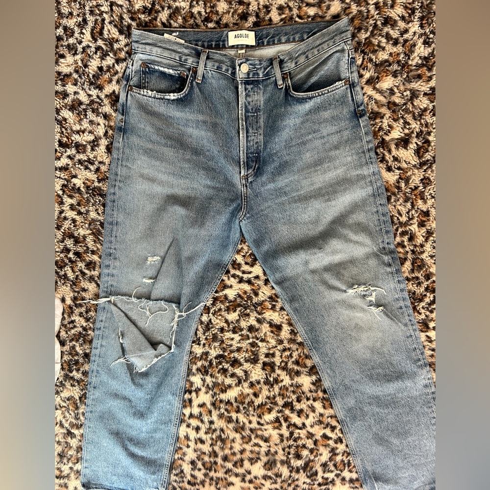 Agolde Relaxed Fit Distressed Gray Jeans